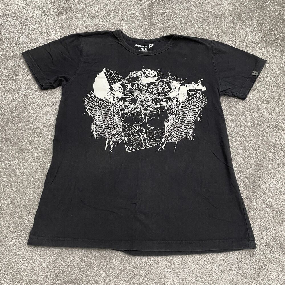 Ridestar Y2K Graphic T-Shirt Womens XL Black Crew Neck Short Sleeve Cotton Tee